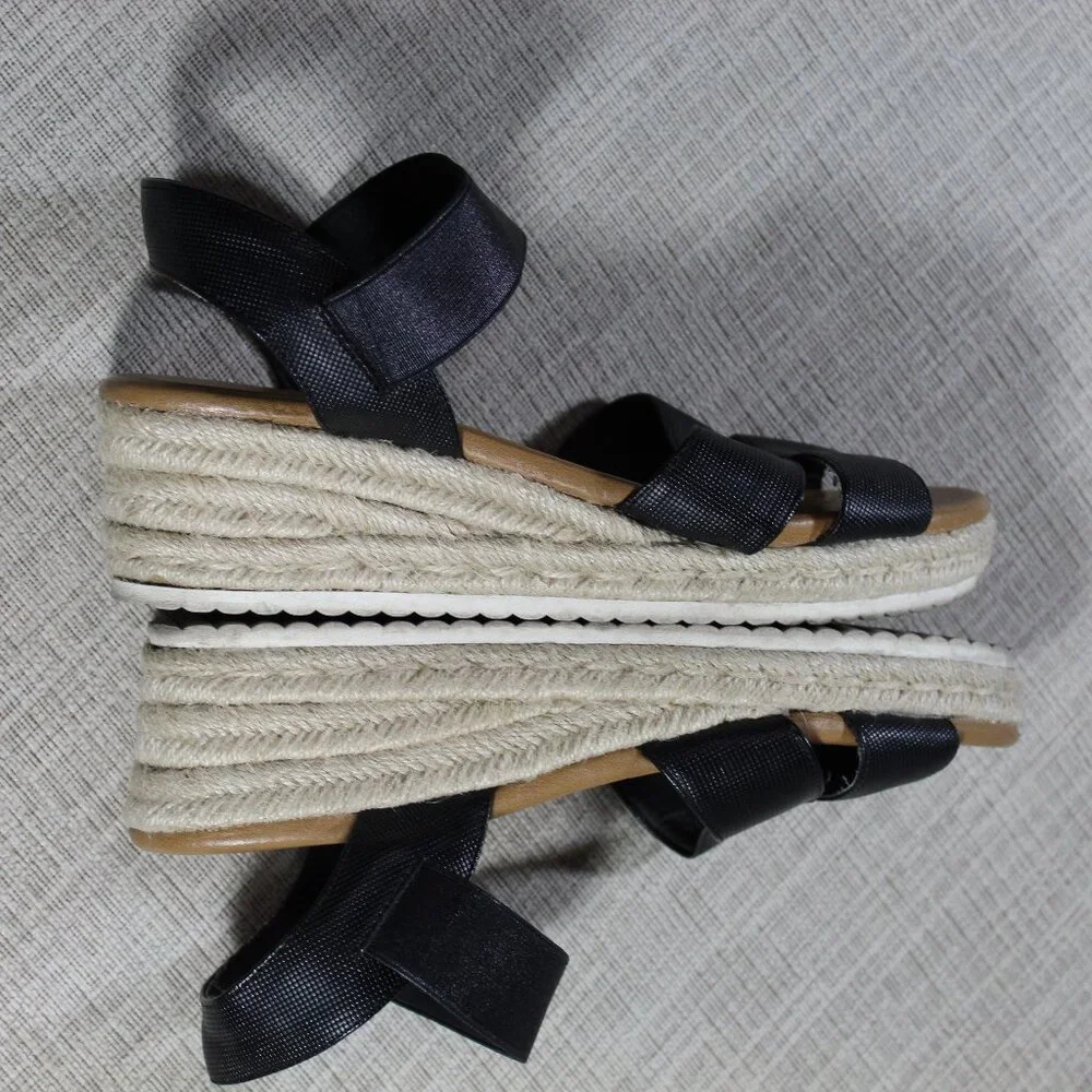 Anne Klein Charlie Black Espadrille Platform Sandals
